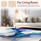 Abstract Blue Flowing Waves Design Rug