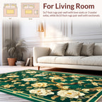 Emerald Floral Vine Pattern Rug