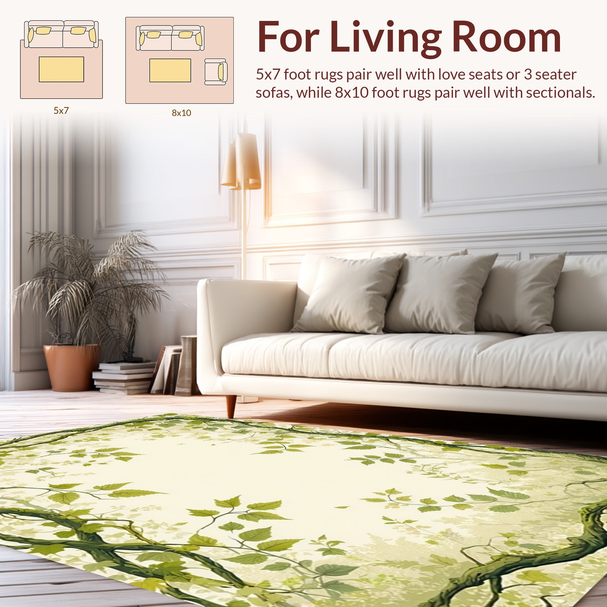 Vines and Leaves Nature Pattern Rug