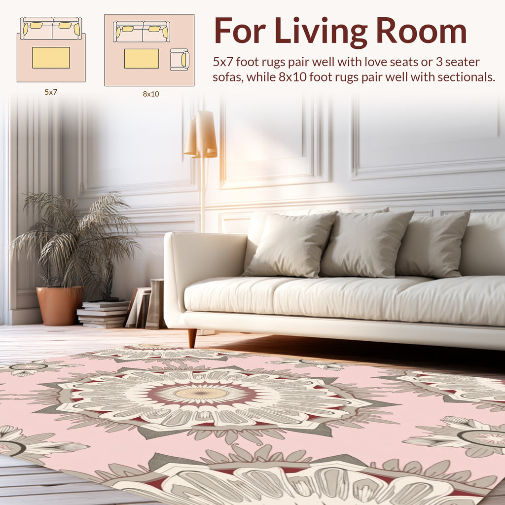 Intricate Floral Mandala Pattern Rug