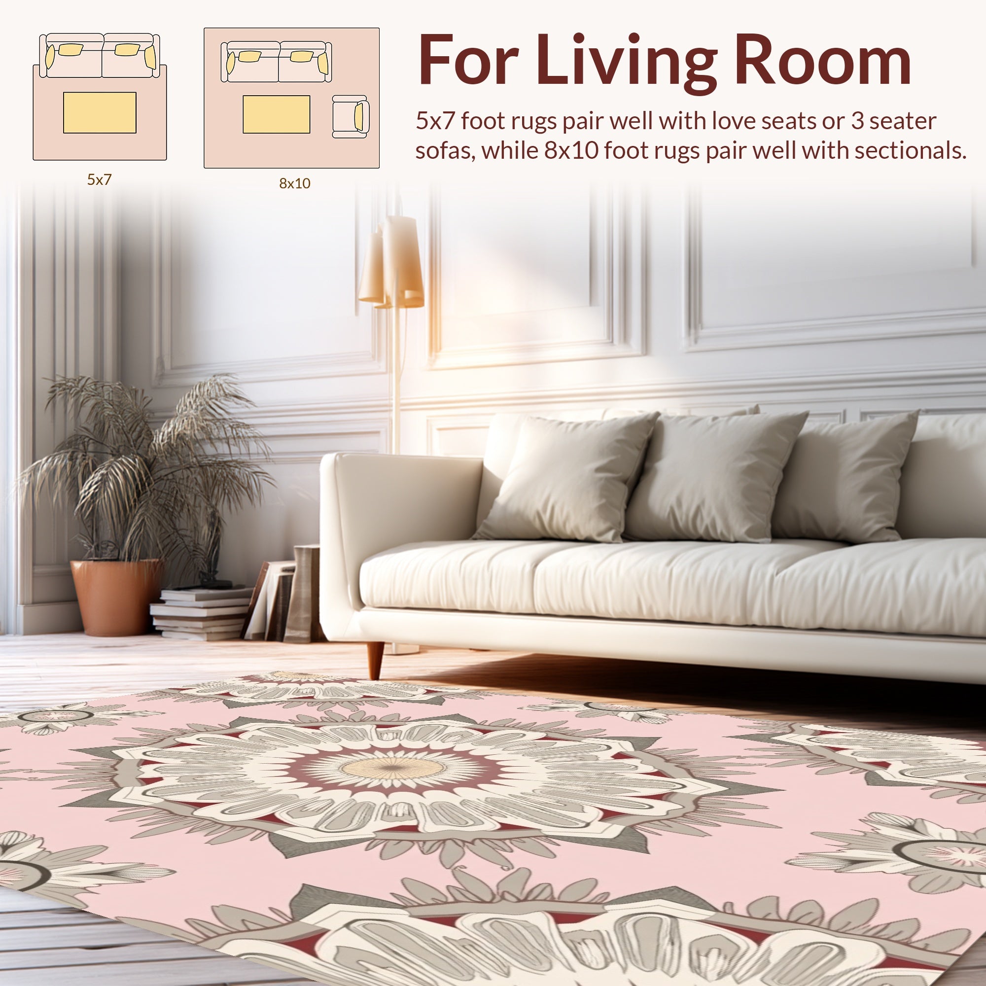 Intricate Floral Mandala Pattern Rug