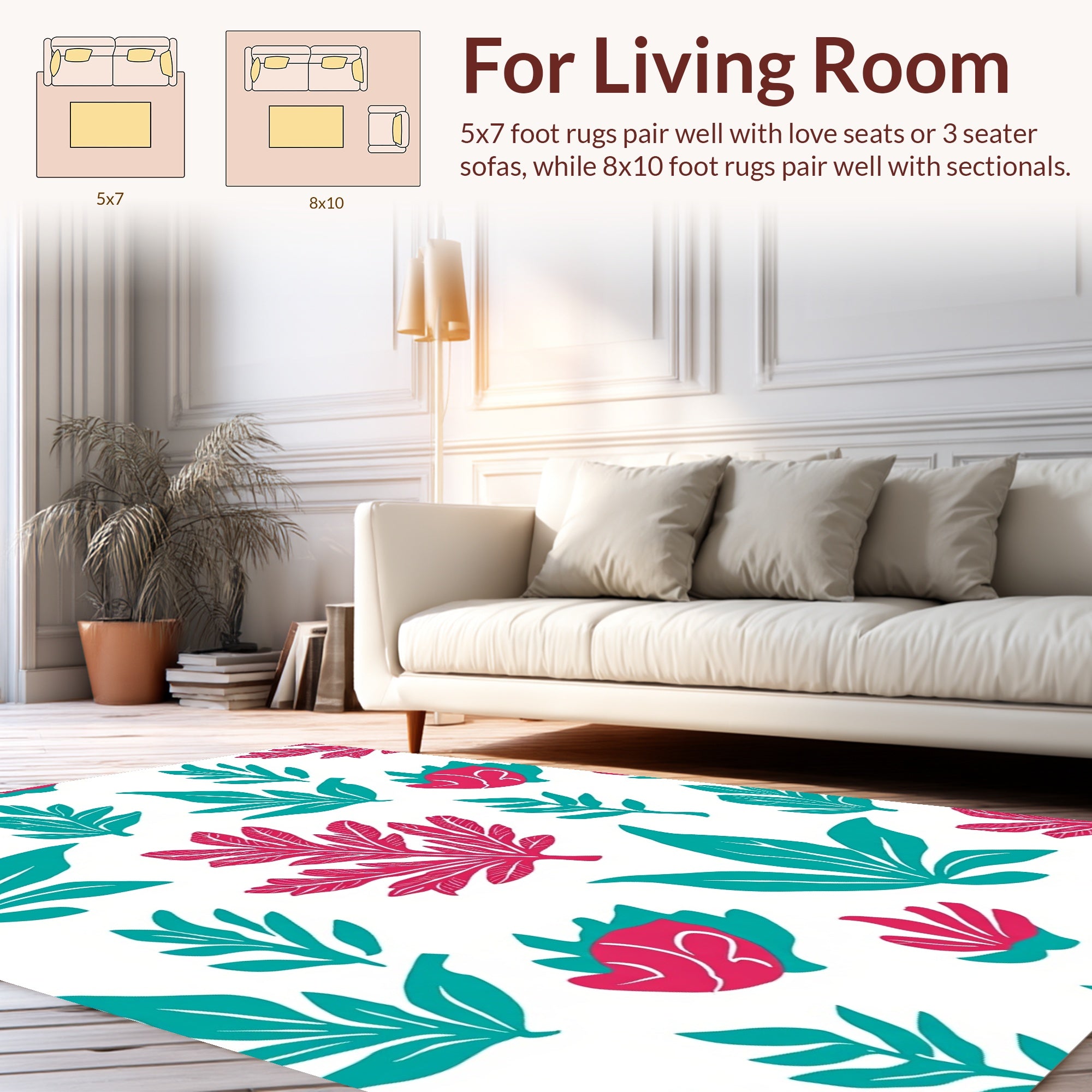 Vibrant Floral Leaf Pattern Rug