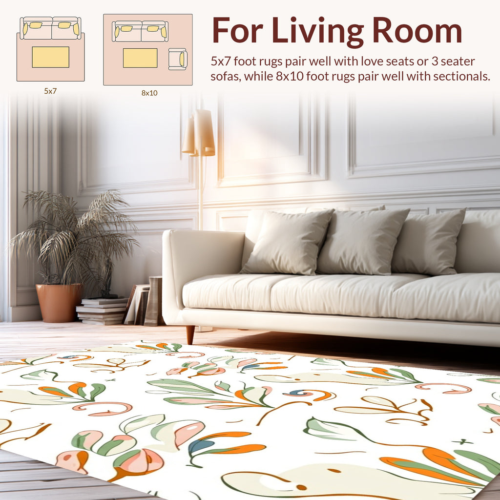 Whimsical Abstract Leafy Swirl Design Rug
