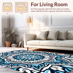 Intricate Blue White Floral Mandala Rug