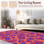 Bold Blue Red Abstract Pattern Rug
