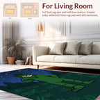 Green Creature Starry Night Woodland Pattern Rug