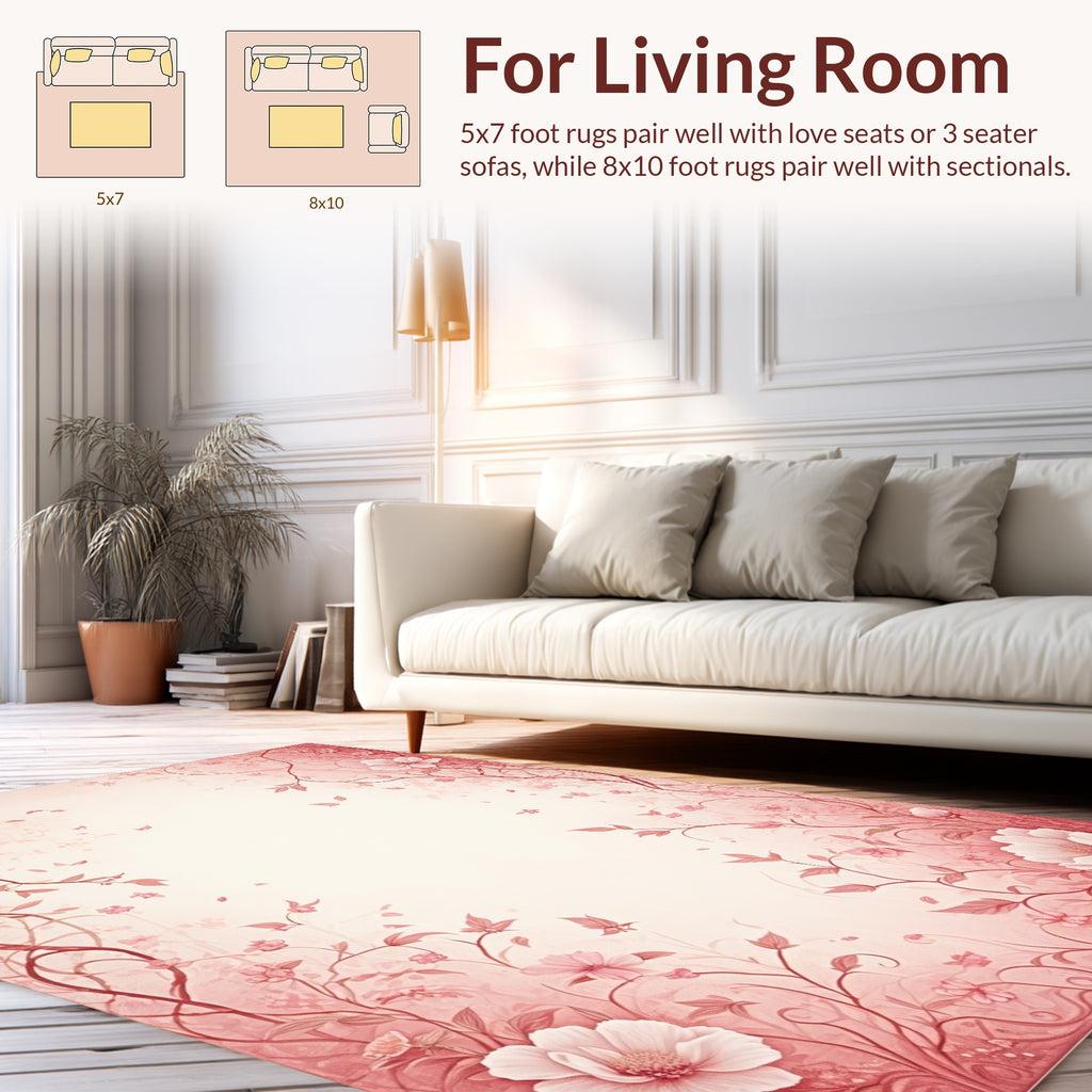 Romantic Vintage Floral Vines Design Rug