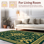 Golden Floral Art Nouveau Border Design Rug