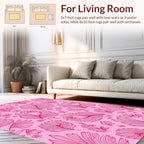 Pink Feather Floral Pattern Rug