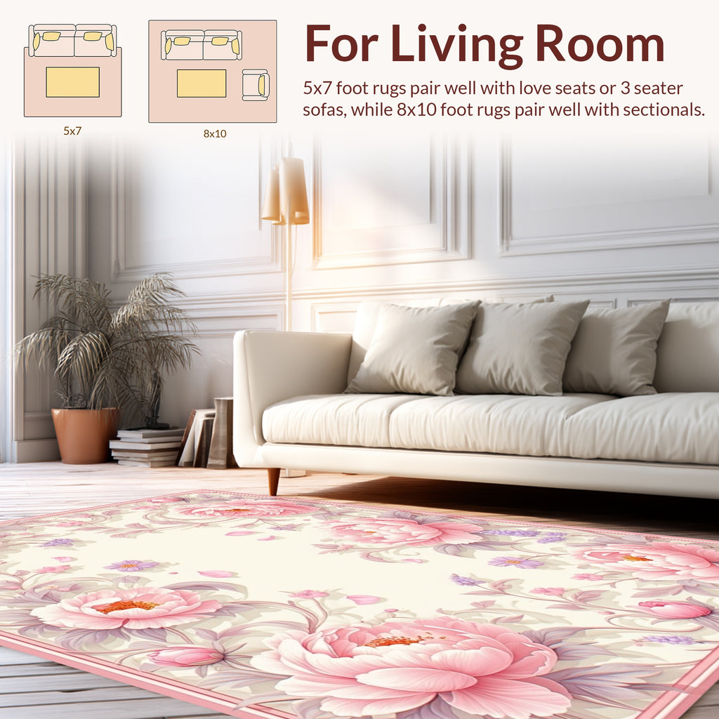 Soft Pink Floral Vines Pattern Rug
