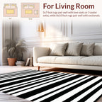 Modern Black and White Horizontal Stripes Rug
