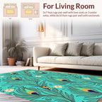 Feather Flower Teal Pattern Rug