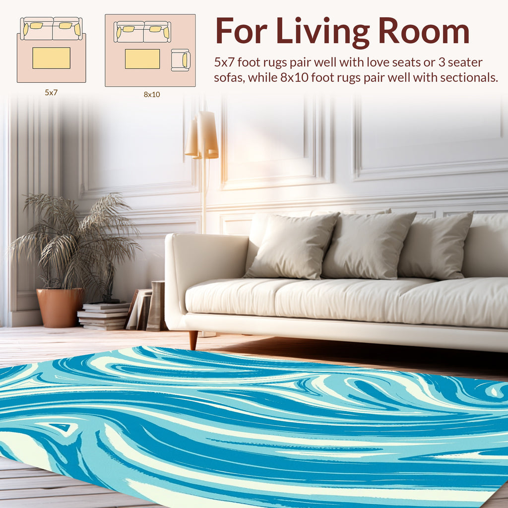 Dynamic Blue Swirl Pattern Design Rug