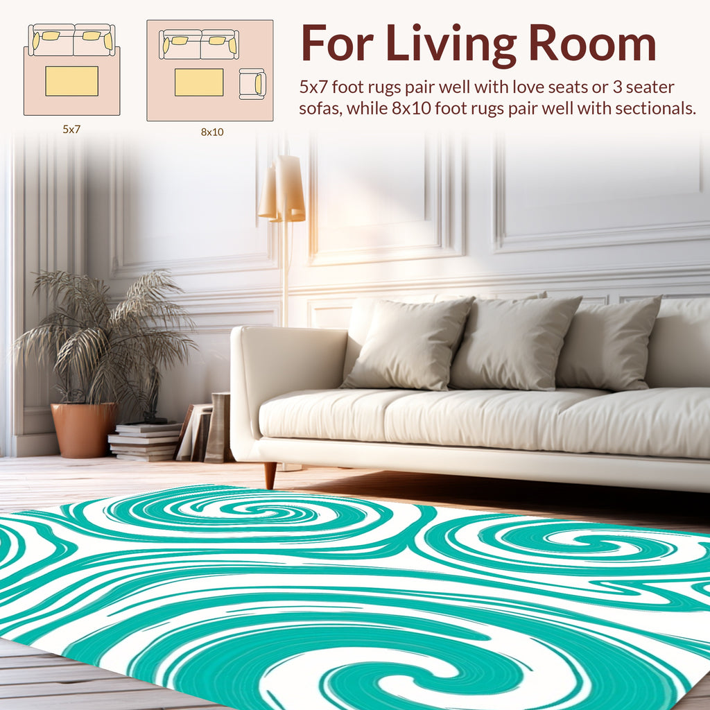 Teal Swirl Abstract Pattern Rug