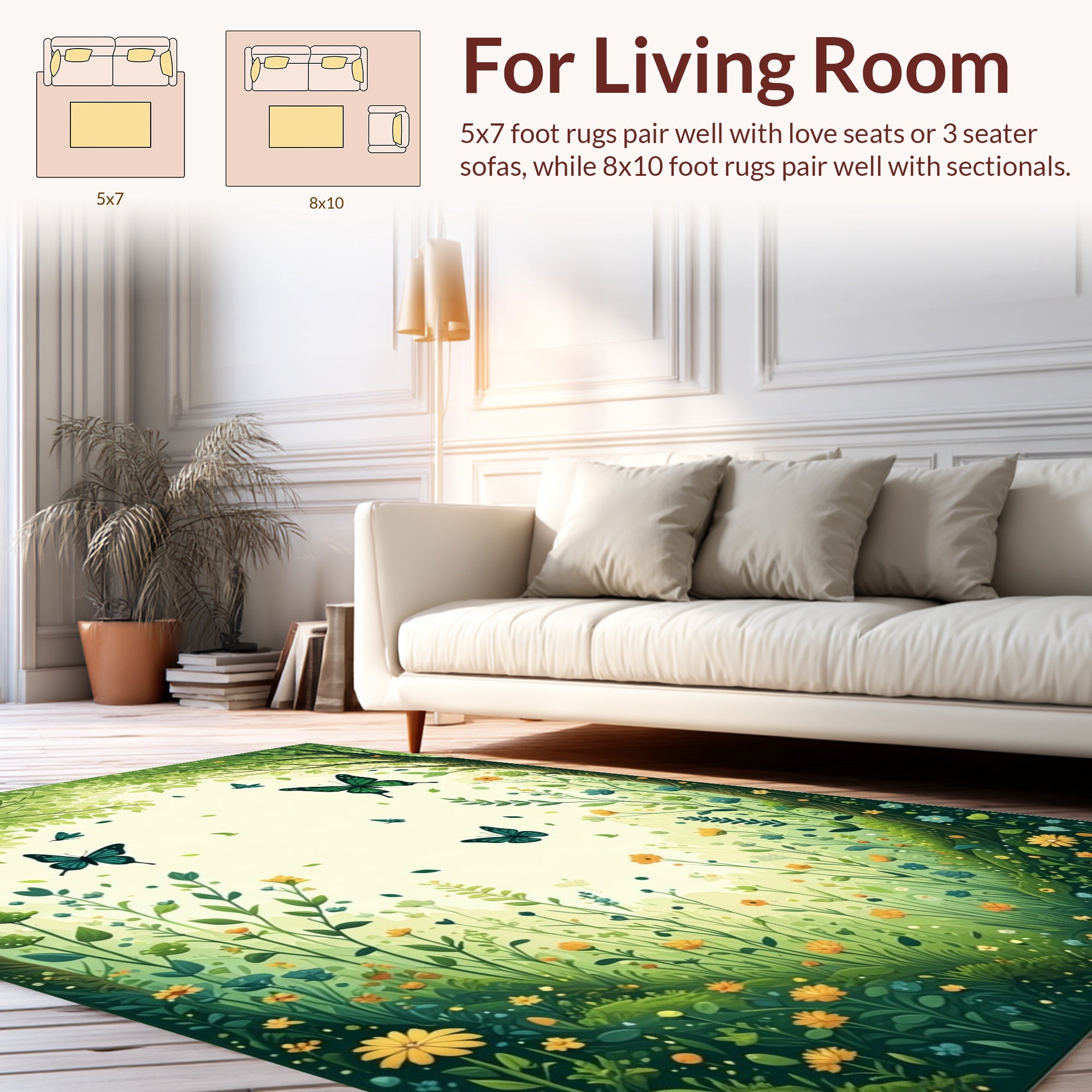 Enchanting Butterfly Garden Meadow Rug