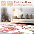Large Pink Floral Peony Pattern Rug