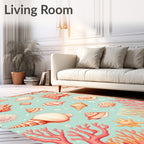 Ocean Coral And Seashell Pattern Rug