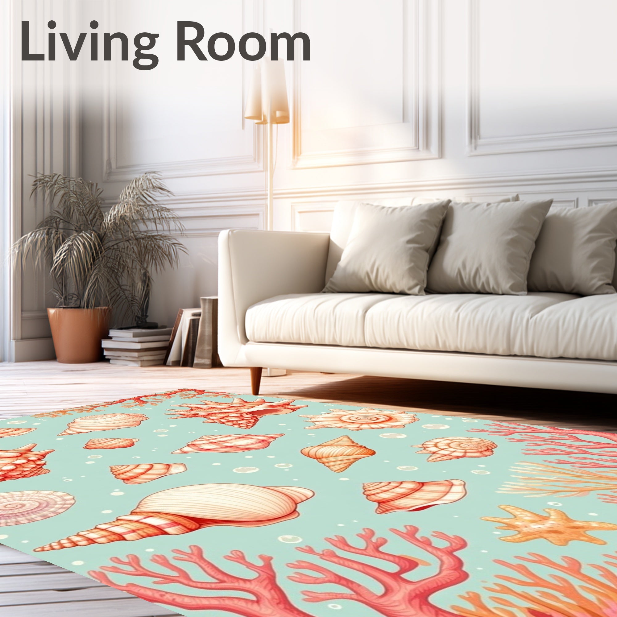 Ocean Coral And Seashell Pattern Rug