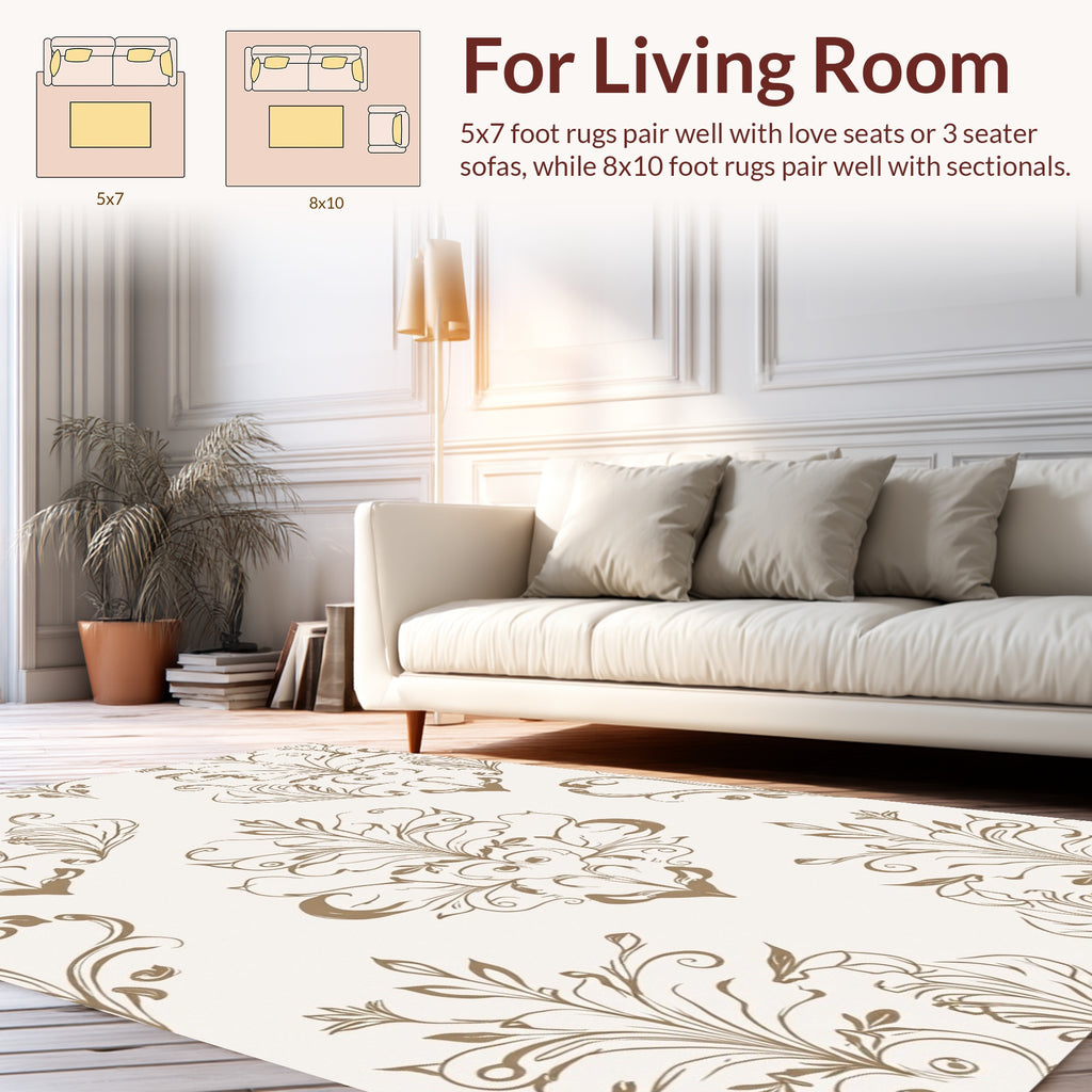 Classic Floral Scroll Pattern Rug