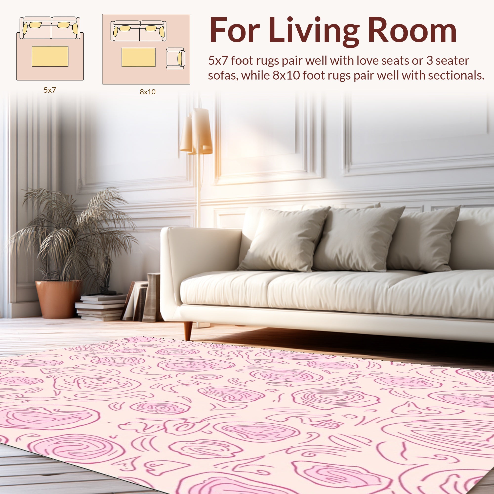Abstract Pink Organic Swirl Pattern Rug