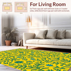 Yellow Floral Vine Pattern Rug