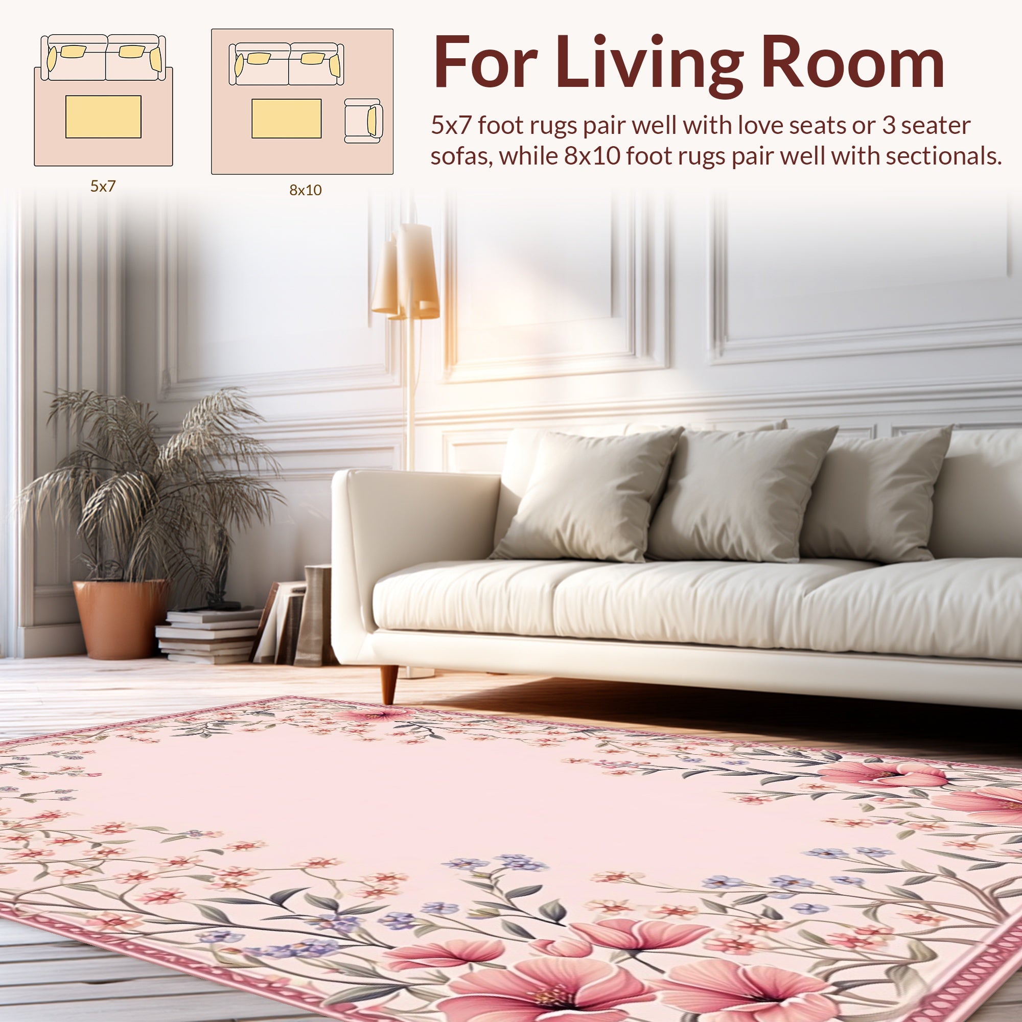 Pink Floral Vintage Garden Rug