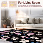 Pink Bird and Flower Pattern Rug
