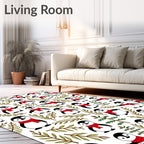 Cute Red Scarf Penguin Winter Branches Rug