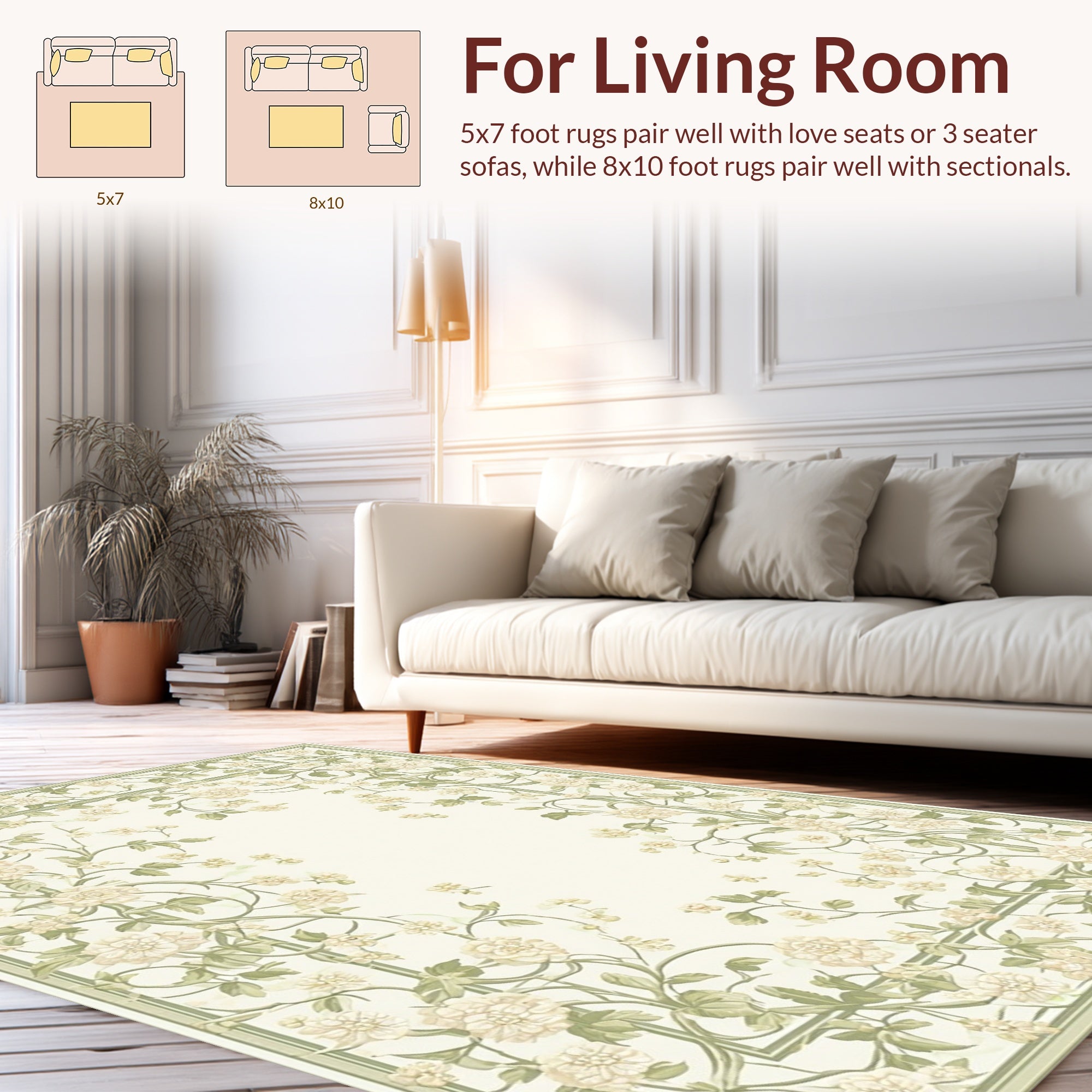 Vine Floral Border Design Rug