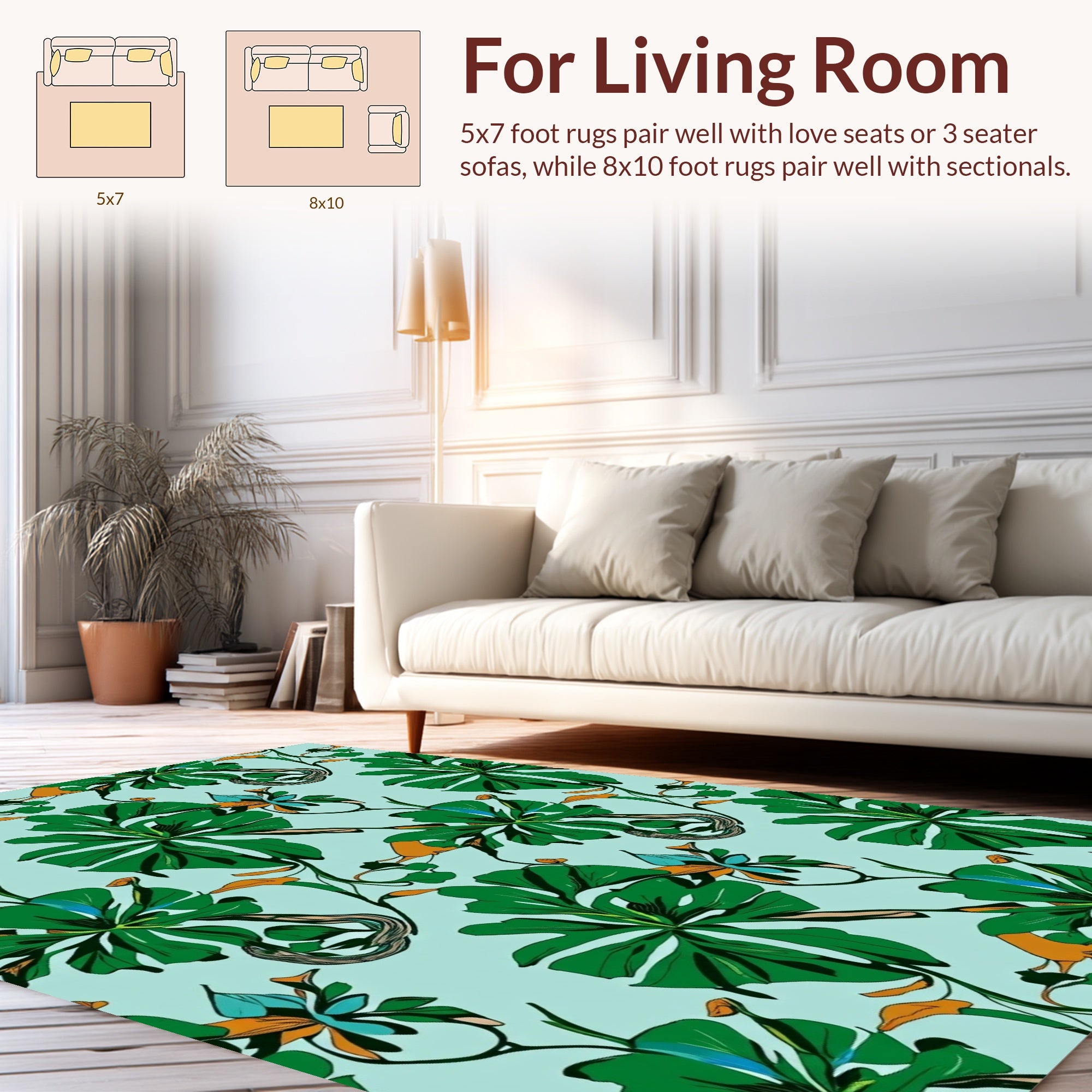 Lush Greenery Floral Art Print Rug