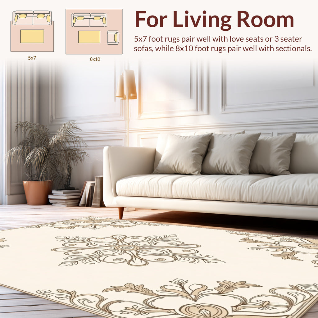 Ornate Filigree Floral Scroll Pattern Rug