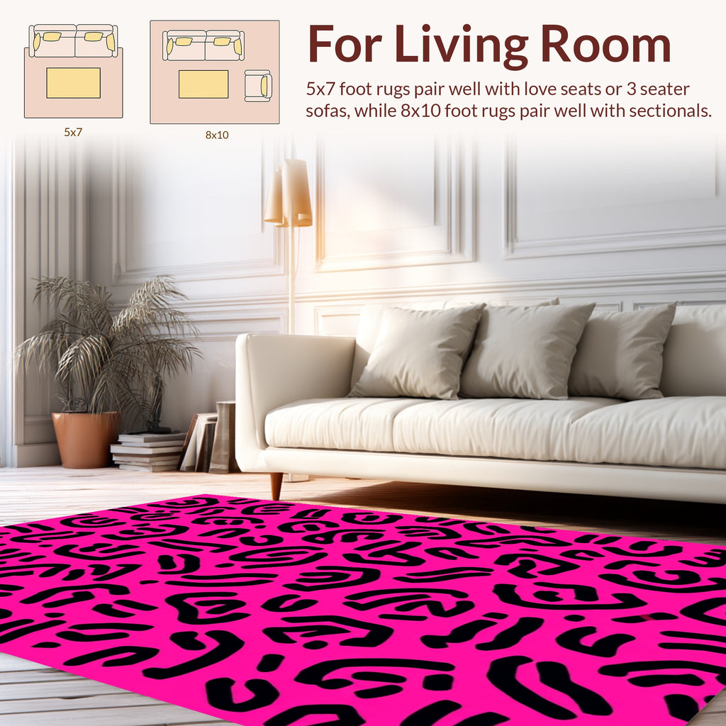 Hot Pink Graphic Outline Design Rug