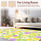 Yellow Violet Floral Bird Pattern Rug