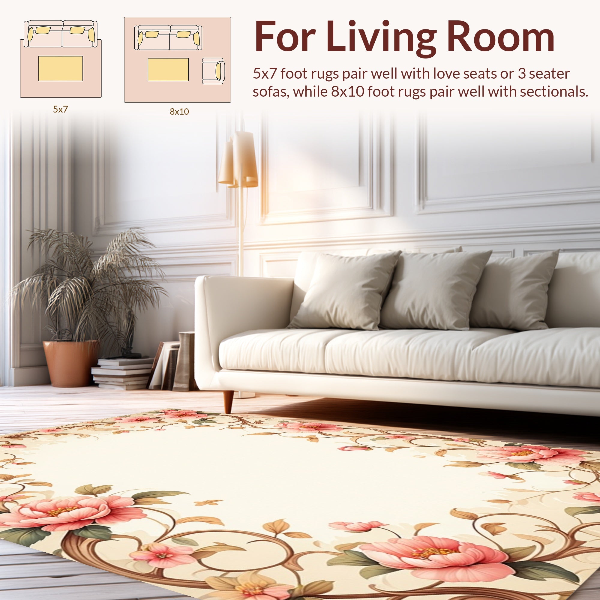 Vintage Floral Vine Pattern Rug