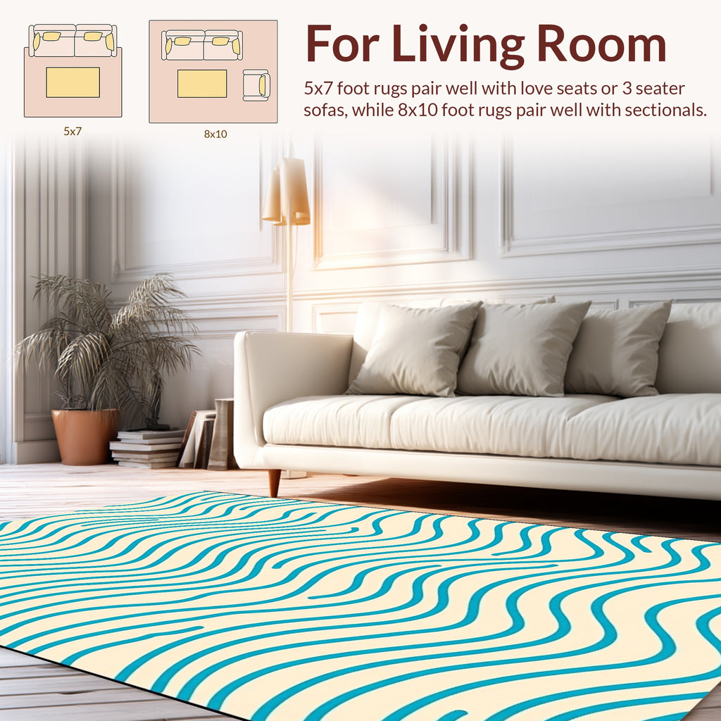 Aqua Waves Organic Pattern Rug
