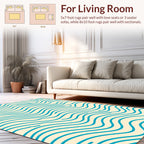 Aqua Waves Organic Pattern Rug