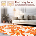 Vibrant Orange Floral Pattern Design Rug