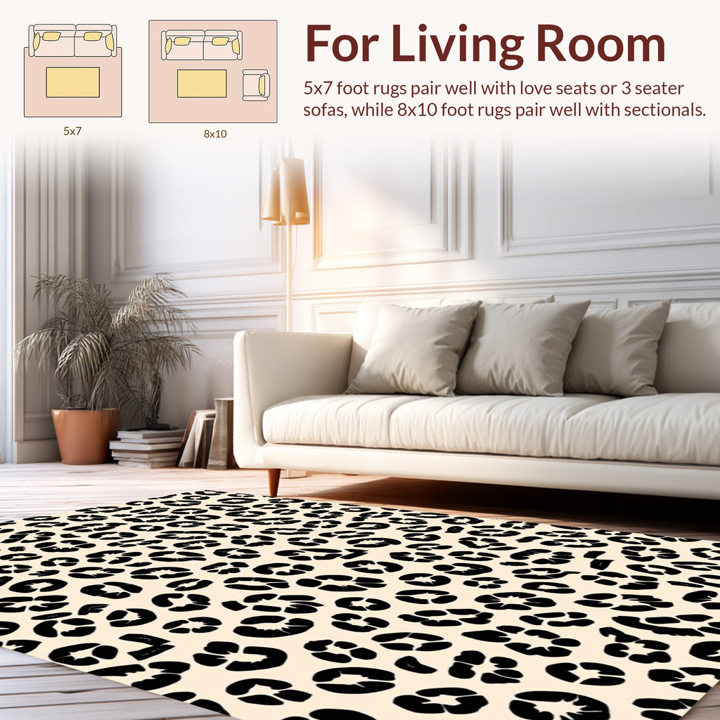 Black Spots On Cream Background Rug