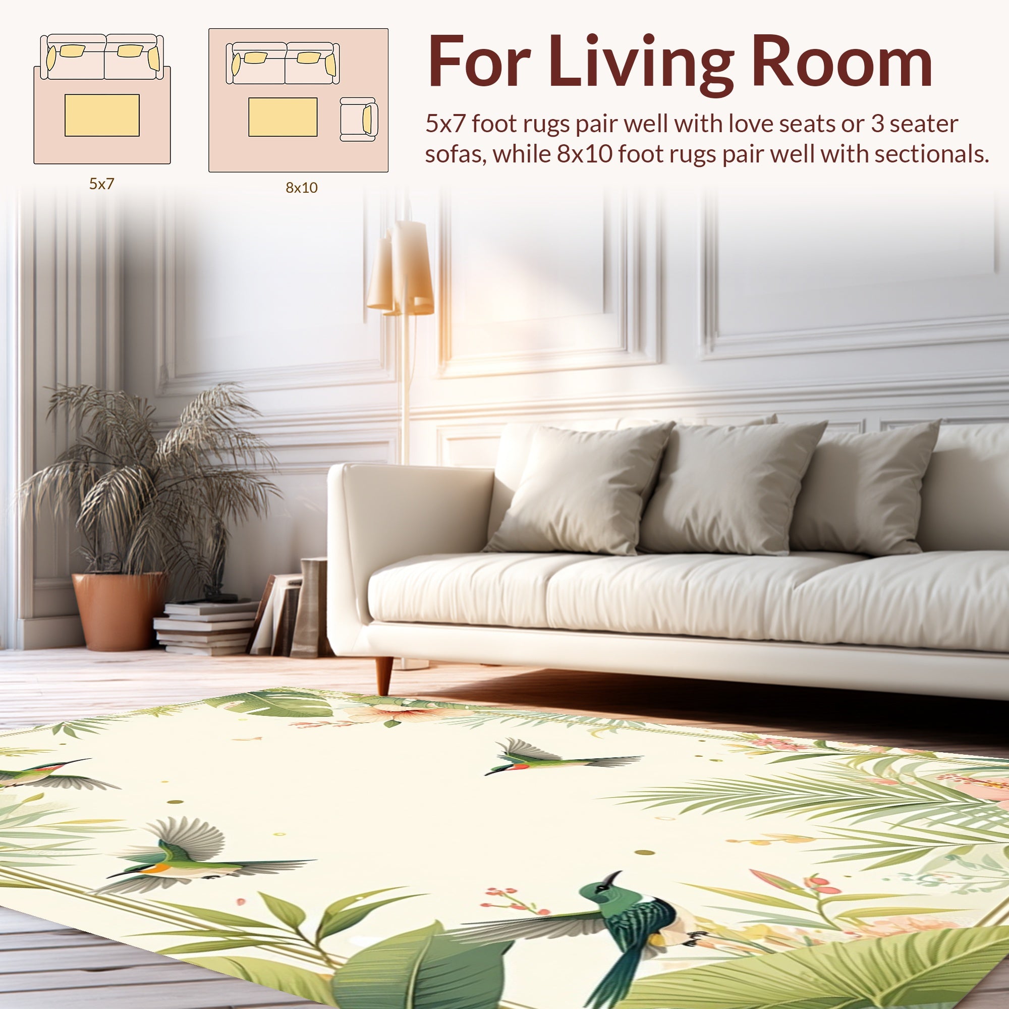 Tropical Birds and Floral Whimsical Garden Path Rug