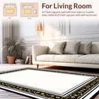 Ornate Black Gold Floral Border Rug
