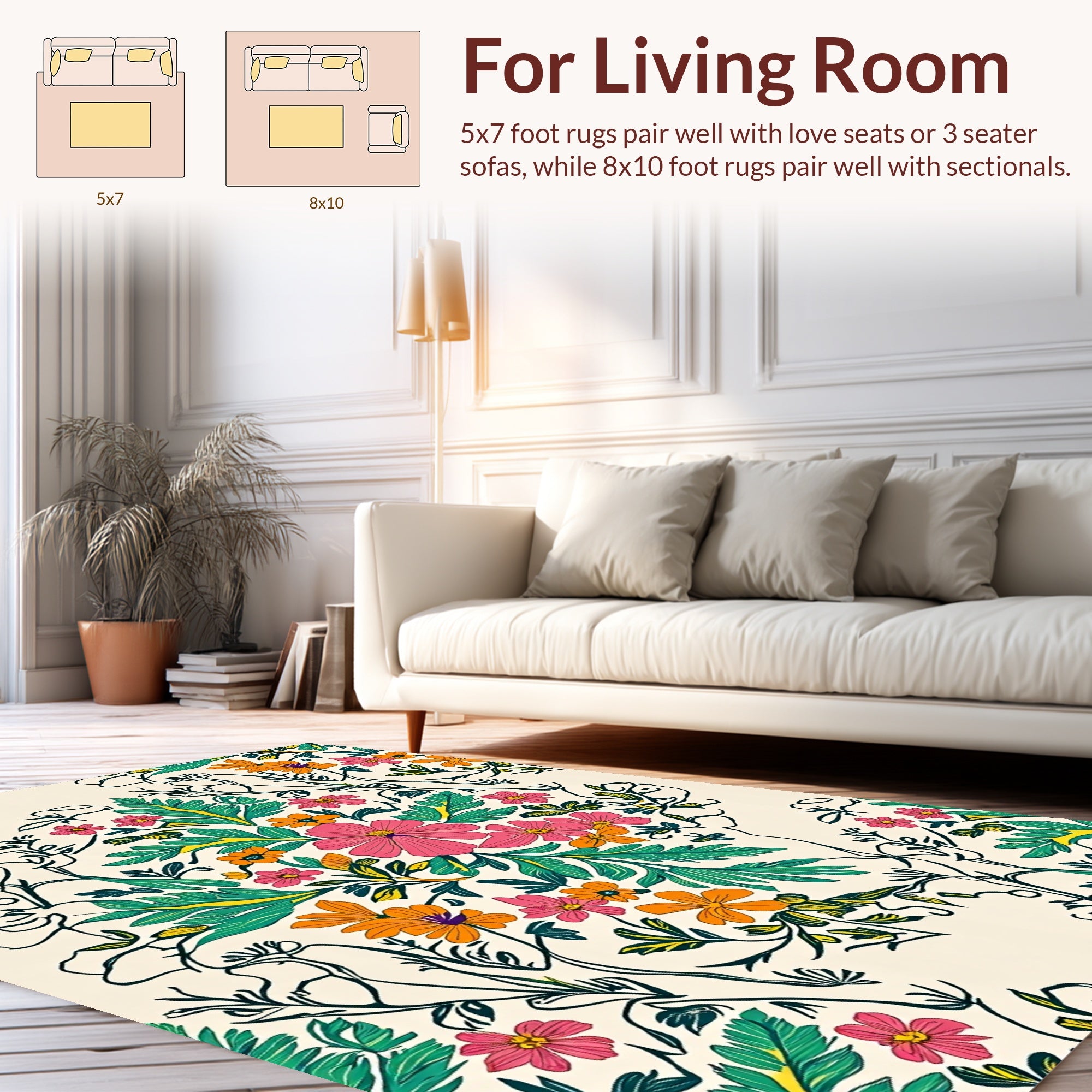 Vibrant Floral Vine Pattern Rug