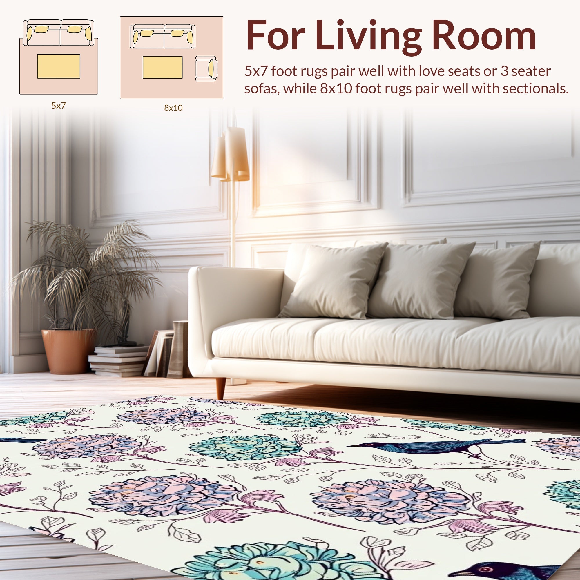 Birds Floral Garden Pattern Rug