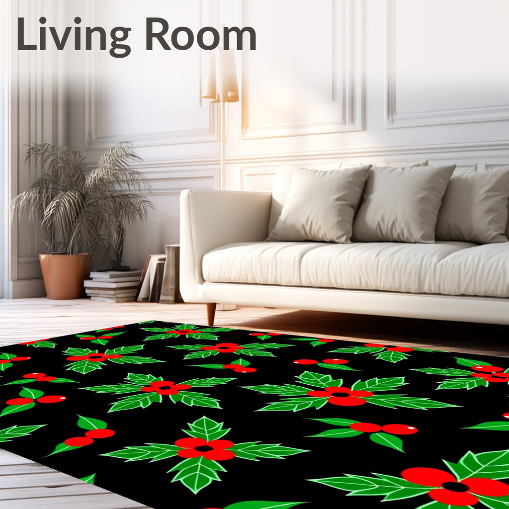 Classic Holly Berry Sprig Repeat Rug