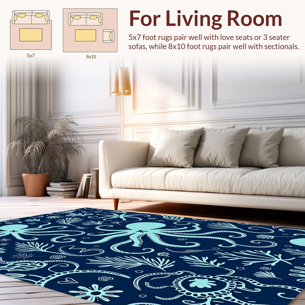Oceanic Octopuses And Seaweeds Design Rug