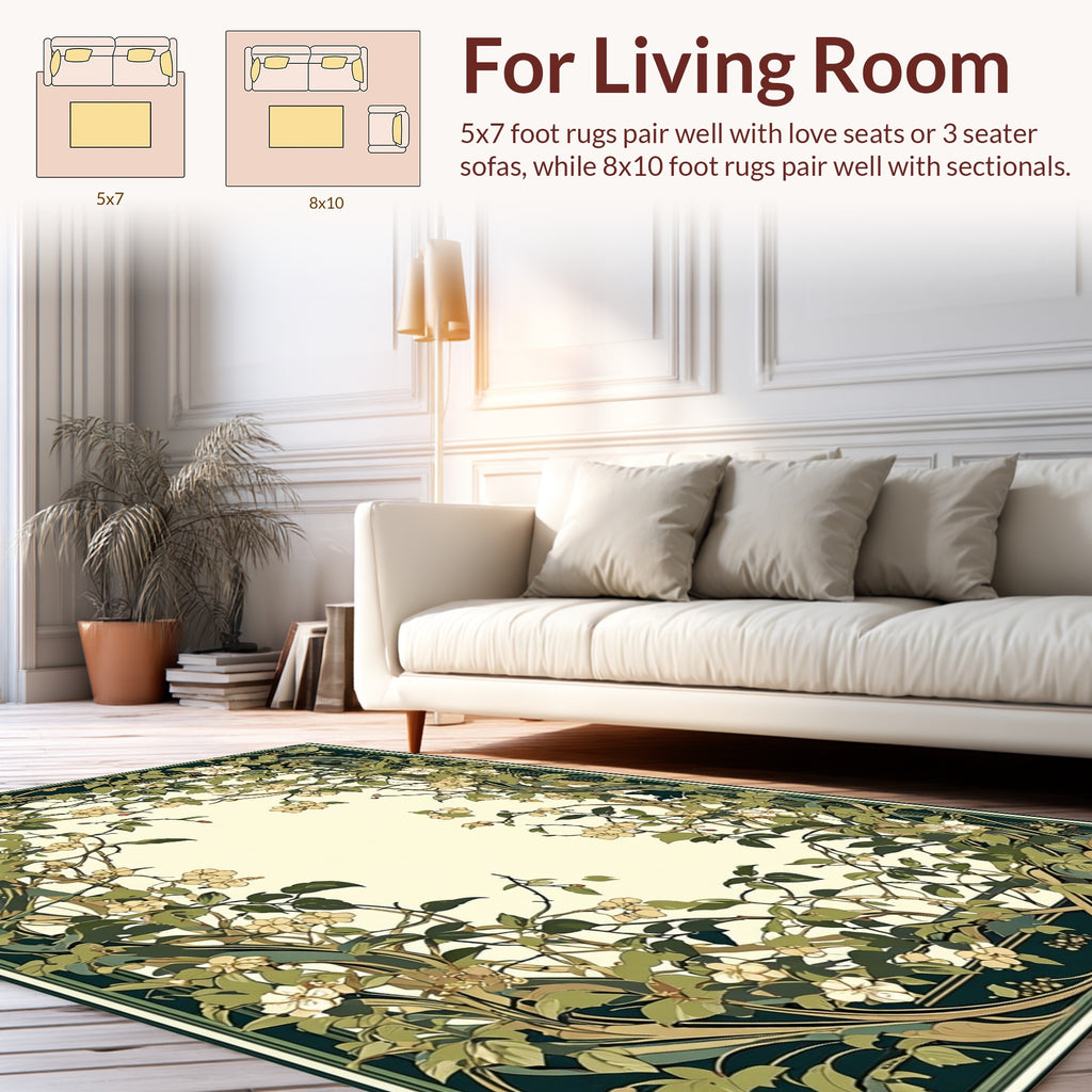 Floral Vines Art Nouveau Design Rug