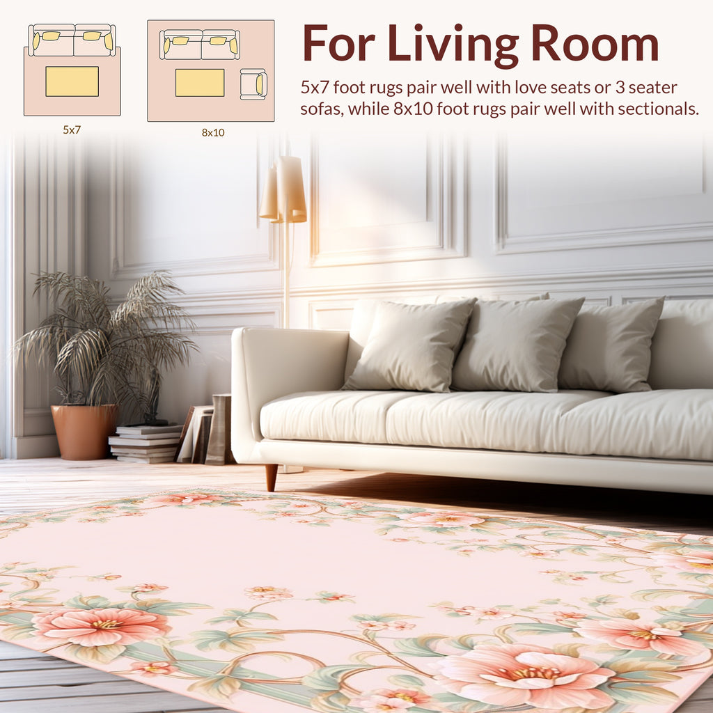 Elegant Floral Vine Swirl Design Rug