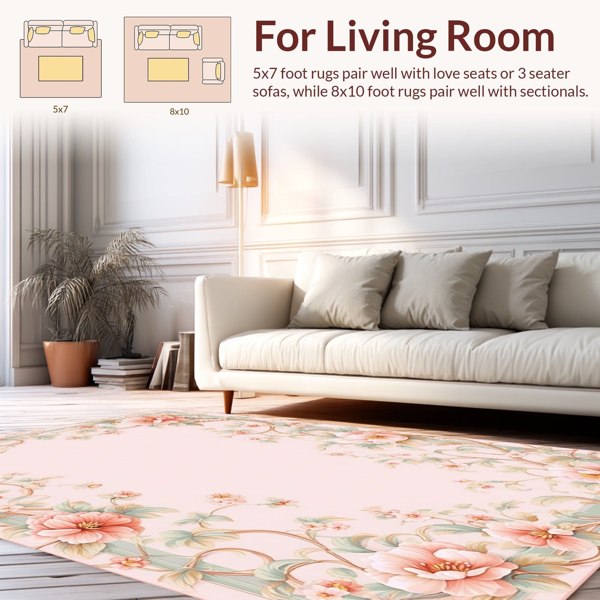 Elegant Floral Vine Swirl Design Rug
