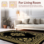 Ornate Golden Floral Centerpiece Design Rug