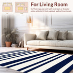 Classic Navy White Stripe Pattern Rug