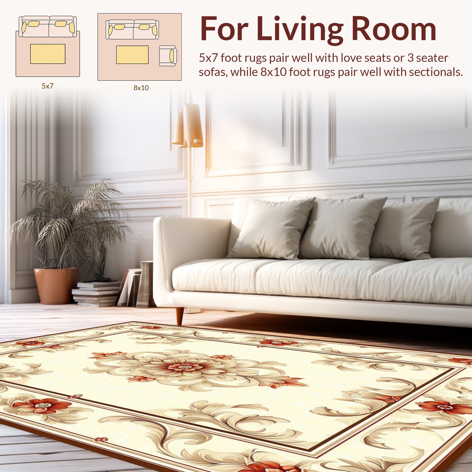 Ornate Floral Scrollwork Elegant Rug